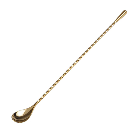 Gold PVD Bar Spoon Full Twisted with Tear Drop 35 cm