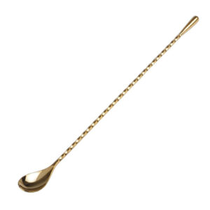 Gold PVD Bar Spoon Full Twisted with Tear Drop 40 cm